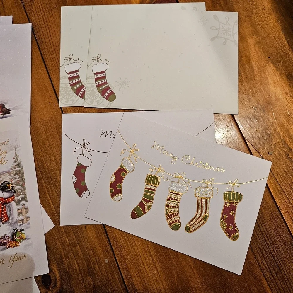 Vintage Christmas Greeting Card Lot (8)‎ Religious Nativity Glitter w/ Envelopes